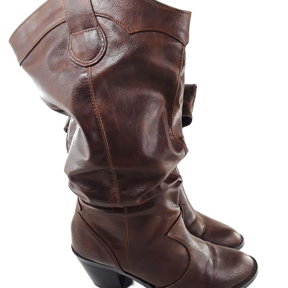 Brown Kneehigh Slouch Boots- Womens Sz 8.5 - Picture 3 of 5